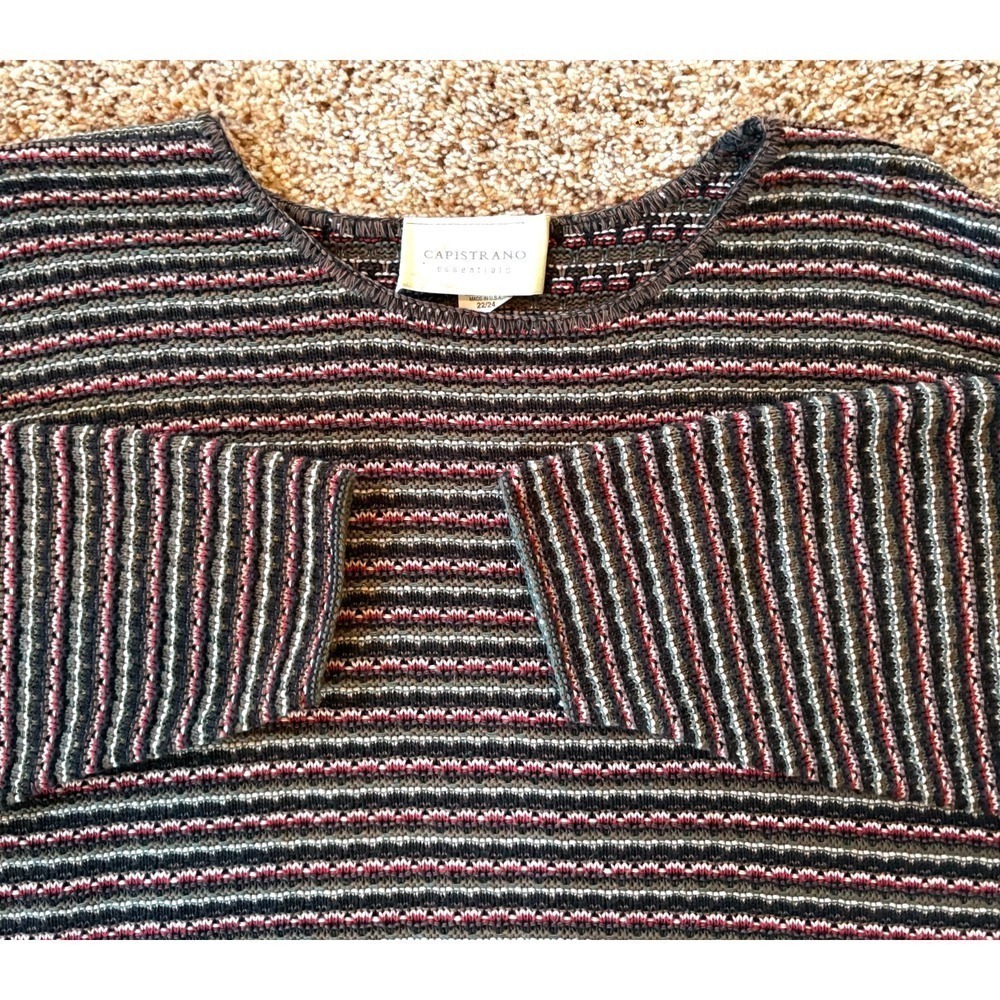 Vtg 90s Capistrano Essentials Striped Knit Sweater 22/24 USA Made‎ Acrylic Soft